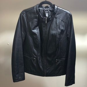 Alfani Black Faux Leather Jacket. Size Large